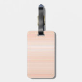 Perzik en oranje gestreepte monogram  bagagelabel (Achterkant verticaal)