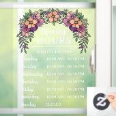  perzik en Paarse bloemen Open Uren Business Raamsticker (Huis)