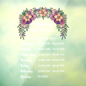  perzik en Paarse bloemen Open Uren Business Raamsticker (Vel 3)