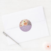 Perzik- en paarse bloemige trouw-sticker voor dank ronde sticker (Envelop)
