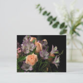 Perzik en paarse boeket briefkaart (Staand voorkant)