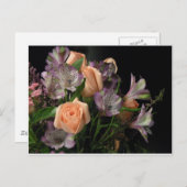 Perzik en paarse boeket briefkaart (Voorkant / Achterkant)