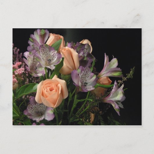 Perzik en paarse boeket briefkaart (Voorkant)