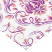 Perzik en Paarse Damask Floral Elegant Cotton Tafelkleed (Gekanteld)