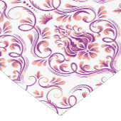Perzik en Paarse Damask Floral Elegant Pattern Korte Tafelloper (Hoek)