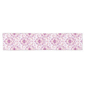 Perzik en Paarse Damask Floral Elegant Pattern Korte Tafelloper (Horizontaal)