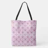 Perzik en Paarse Damask Floral Elegant Pattern Tote Bag (Achterkant)