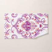 Perzik en Paarse Damask Floral Pattern Elegant Bad Handdoek (Handdoek)