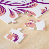 Perzik en Paarse Damask Floral Pattern Elegant Legpuzzel (Zijkant)