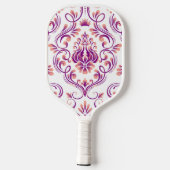 Perzik en Paarse Damask Floral Pattern Elegant Pickleball Paddle (Achterkant)