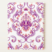 Perzik en Paarse Damask Floral Pattern Elegant Planner (Achterkant)