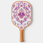 Perzik en Paarse Damask Floral Pickleball Paddle (Voorkant)