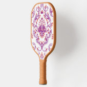Perzik en Paarse Damask Floral Pickleball Paddle (Links)