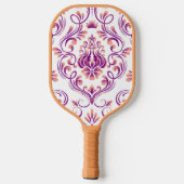 Perzik en Paarse Damask Floral Pickleball Paddle (Achterkant)