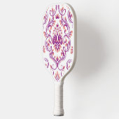 Perzik en Paarse Damask Floral Pickleball Paddle (Links)