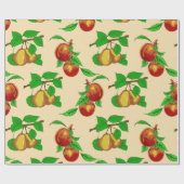 Perzik en Peer Fruit Patroon Rustieke Botanische Cadeaupapier (Vlak)