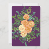 Perzik en Plum Paars Peony en Roos Floral Wedding Kaart (Achterkant)