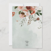 Perzik- en roestkleurige bloemen groene waterverf  kaart (Achterkant)