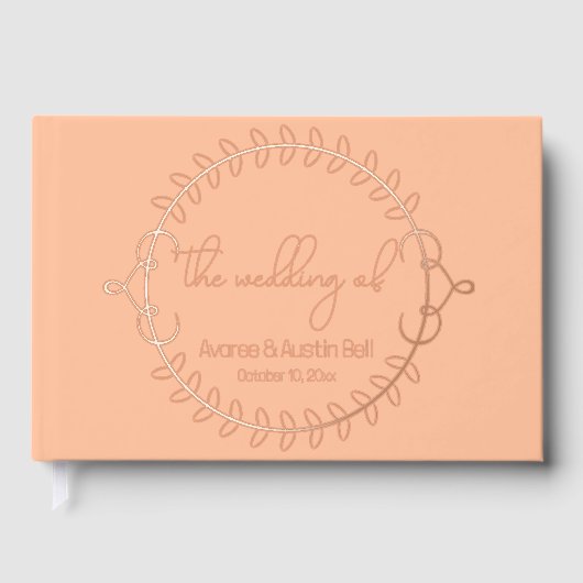Perzik en Roos Gold Foil Wedding Gastenboek (Voorkant)