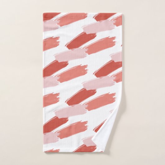 Perzik en Roze Abstract Kunstwerk Bad Handdoek (Handdoek)