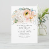 Perzik en Roze Bloemen Modern Repetitie Diner Kaart (Staand voorkant)