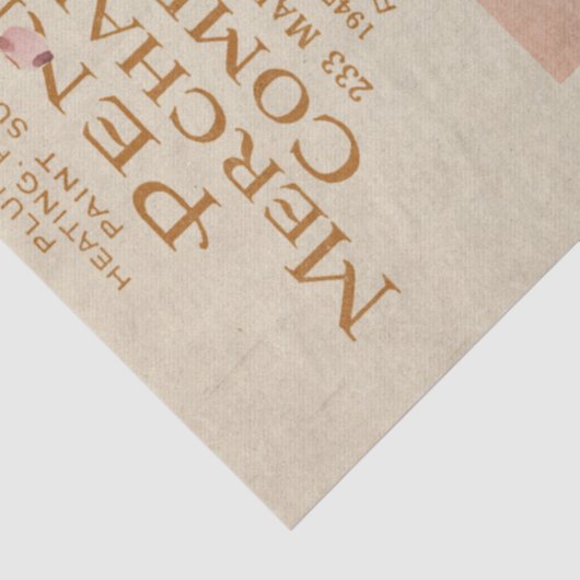 Perzik en Roze Bloemen Ontkoppeling Tissuepapier (Detail)