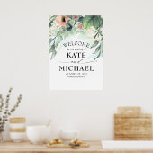 Perzik en roze Floral Garden Weddenschap Welkom Poster (Keuken)