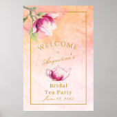 Perzik en roze Magnolia bruids thee Welkom Poster (Voorkant)