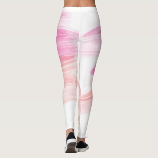 Perzik en roze penseelstreek leggings (Achterkant)