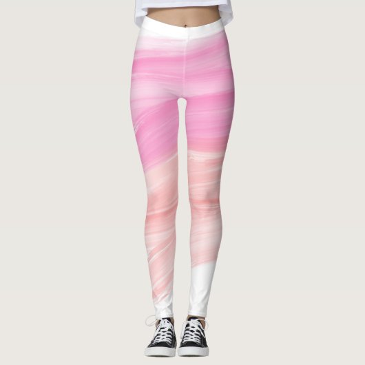 Perzik en roze penseelstreek leggings (Voorkant)