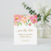 Perzik en Roze Peony Flowers 80th Birthday Save The Date (Staand voorkant)