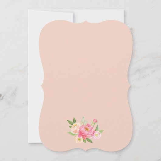 Perzik en Roze Peony Flowers Baptisme Kaart (Achterkant)