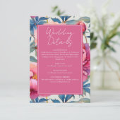 Perzik- en Roze Pioen Bloemen Bruiloft Informatiekaartje (Staand voorkant)