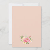 Perzik en roze pioen bloemen net getrouwd huwelijk aankondiging (Achterkant)