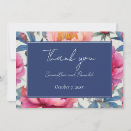 Perzik- en Roze Pioen Bloemen Trouw Dankjewel Bedankkaart