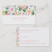 Perzik en roze pioenen bloemenpatroon visitekaartje (Voorkant / Achterkant)