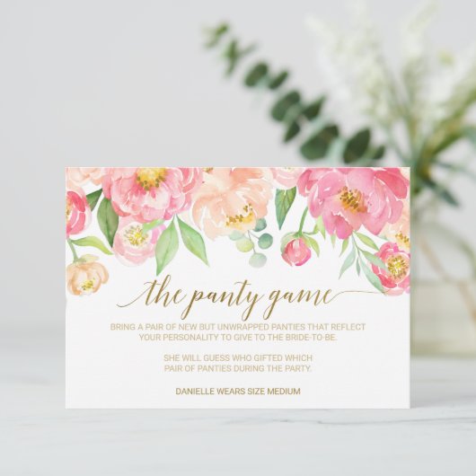 Perzik en roze pony drijven het Panty Game Informatiekaartje (Staand voorkant)