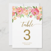 Perzik en roze pony Flowers 5x7" tabelnummer Kaart (Voorkant)