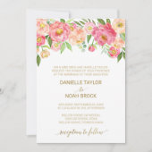 Perzik en roze pony Flowers Formele bruiloft Kaart (Voorkant)