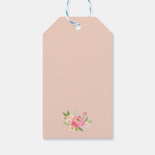 Perzik en roze pony Flowers God zegene baptisme Fa Cadeaulabel (Achterkant)