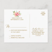 Perzik en roze pony Flowers RSVP Uitnodiging Briefkaart (Achterkant)
