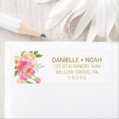 Perzik en roze pony Flowers Weddenschap Etiket (Insitu)