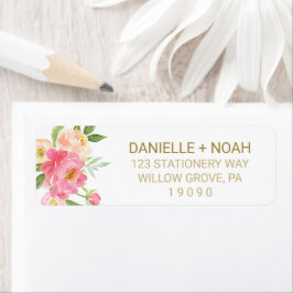 Perzik en roze pony Flowers Weddenschap Etiket