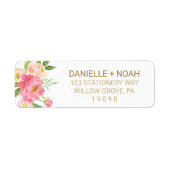 Perzik en roze pony Flowers Weddenschap Etiket (Voorkant)