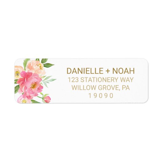 Perzik en roze pony Flowers Weddenschap Etiket (Voorkant)