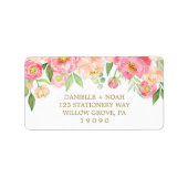Perzik en roze pony Flowers Weddenschap Etiket (Voorkant)