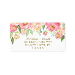 Perzik en roze pony Flowers Weddenschap Etiket