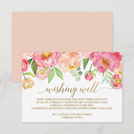 Perzik en roze pony Flowers Weddenschap goed Informatiekaartje