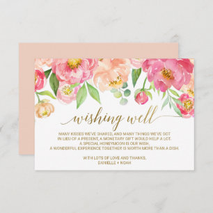 Perzik en roze pony Flowers Weddenschap goed Informatiekaartje