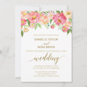 Perzik en roze pony Flowers Weddenschap Kaart (Voorkant)